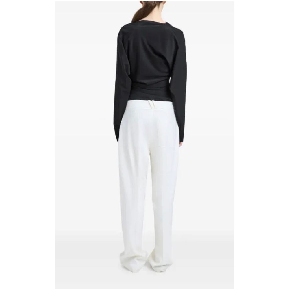 Proenza Schouler Keegan Stretch Silk Blend LS Top in Black 4 - Picture 6 of 7